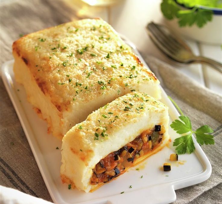 Receta de enero: Pastel de patata con berenjena y pisto